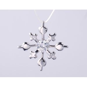 Cross w/Heart AAA CZ S925 Silver Religious Cross Pendant with Engraved Logo and 46cm silver jewelry pendant with Rolo