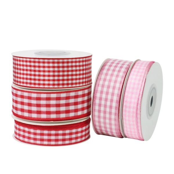 Polyester Plaid Lattice Ribbon For Bow Making And Gift Packing