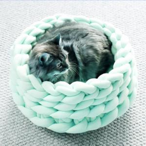 Cheap Coarse Wool Hand Woven Pet Cat Nest Machine Washable DIY Arm Rough Cloth Puppy Bed for sale