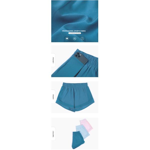 Summer Antibacterial Mesh Double Layer Active Yoga Shorts Workout Pocket Shorts