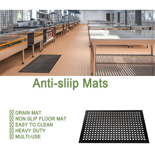 Rubber Floor Mat With Holes, 24''X 36'' Anti-Fatigue/Non-Slip Drainage Mat, For Industrial Kitchen Restaurant
