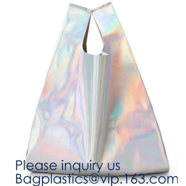 Custom Clear Transparent Holographic Iridescent Ladies Vinyl Tpu Shopper Women Shopping Tote Bag Garment Bags,Storange