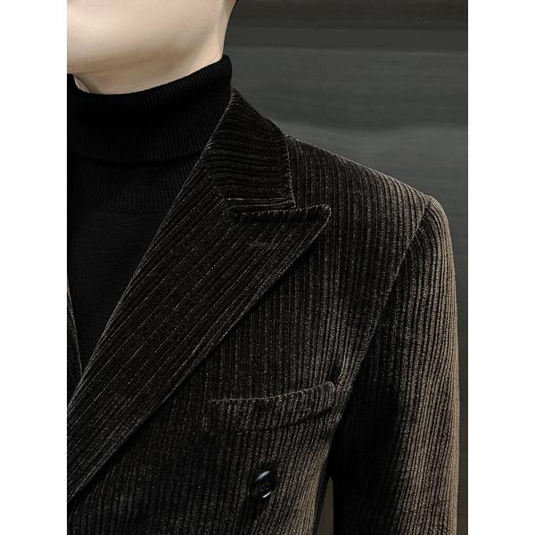 Customized Logo Printing Chenille Men's Winter Double-Breasted Suit Jacket Business