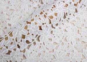 Cheap Ivory Guipure Cotton Stretch Lace Fabric By The Yard With 3D Flower Design for sale