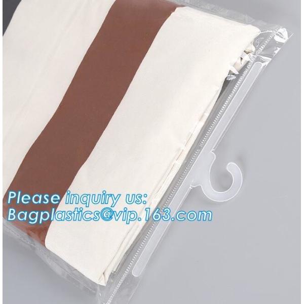 clothes package garment bag with hook,inexpensive transparent PVC swimwear zipper bag with hung hook,hook plastic pvc sl