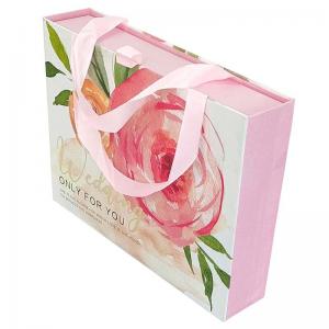 Cheap Paper Wedding Candy Gift Bag With Pink Ribbon Handle for sale