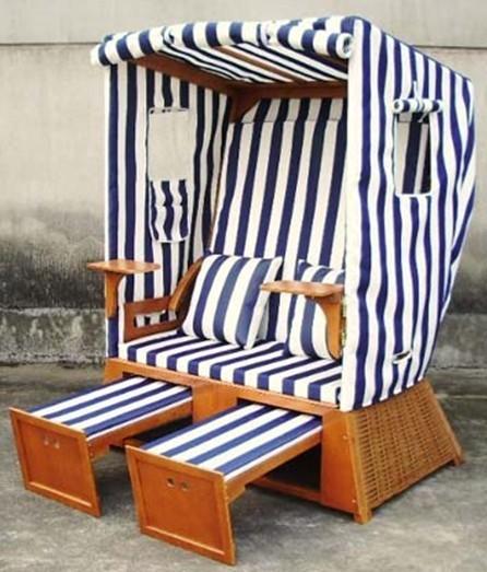 Quality Waterproof Wood And PE Rattan Roofed Beach Chair & Strandkorb In Summer wholesale