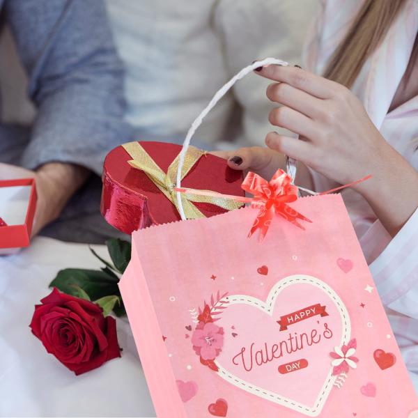 Industry Custom Good Tote Valentine's Day Gift Kraft Paper Bag with Hand Length Handle