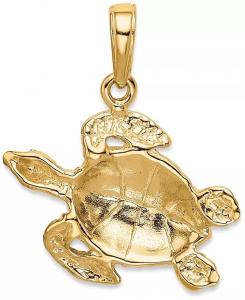 China Sea Turtle Bead  Charm Pendant Fit Euro  Style In 14k Yellow Gold on sale