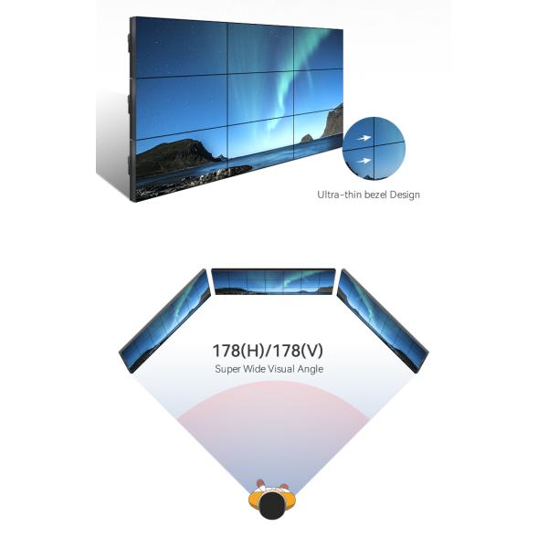 Portable Lcd Video Wall 2x2 3x3 Indoor Ultra Narrow Bezel Tv 3.5mm 3x4 Monitor 65"