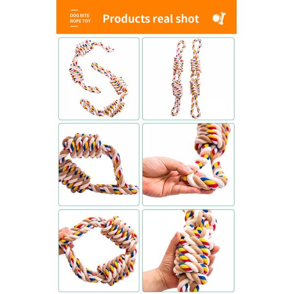 Dog Toy Pet Cotton Rope Toy Tough Rope Mixed Color Fun and Durable for Active Pets