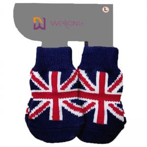 Cheap Customized Dog Sock Knitting Patterns Union Jack 95% Cotton 5% Spandex for sale