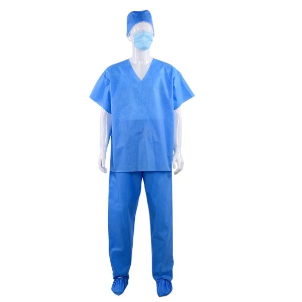 Short sleeves Disposable Scrub Suits , FDA Medical Scrub Suits Uniforms