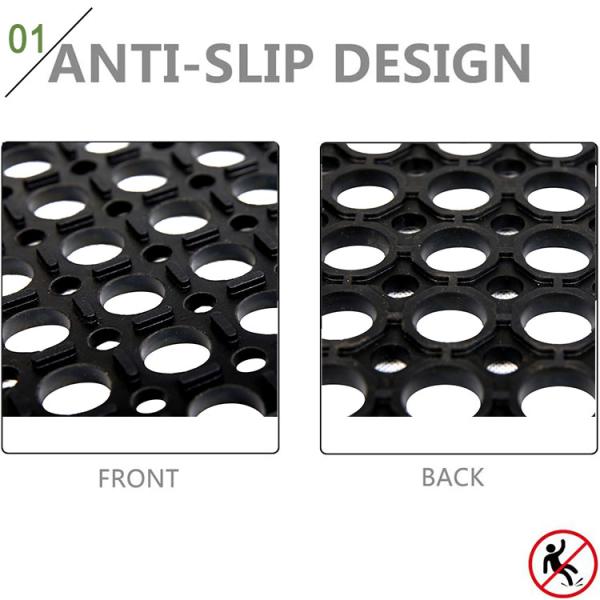Rubber Floor Mat With Holes, 24''X 36'' Anti-Fatigue/Non-Slip Drainage Mat, For Industrial Kitchen Restaurant