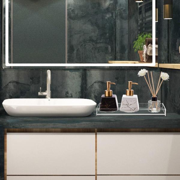 Sleek Design Acrylic Vanity Organizer Trays , Multipurpose Clear Acrylic Bathtub Tray