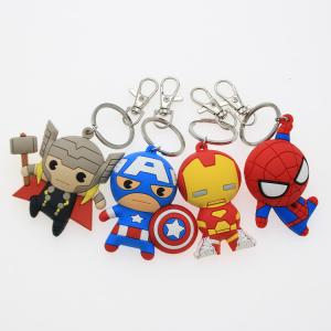 Cheap Custom 3D Cartoon Anime Captain America Rubber Keychain Metal Key Ring Pvc Key Chain For School Bag for sale