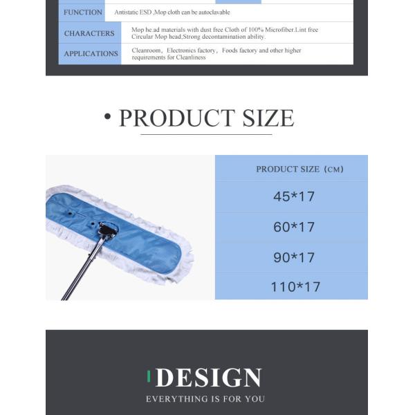 Anti Static ESD Clean Room Mops Easy To Change With 90cm Handle Length
