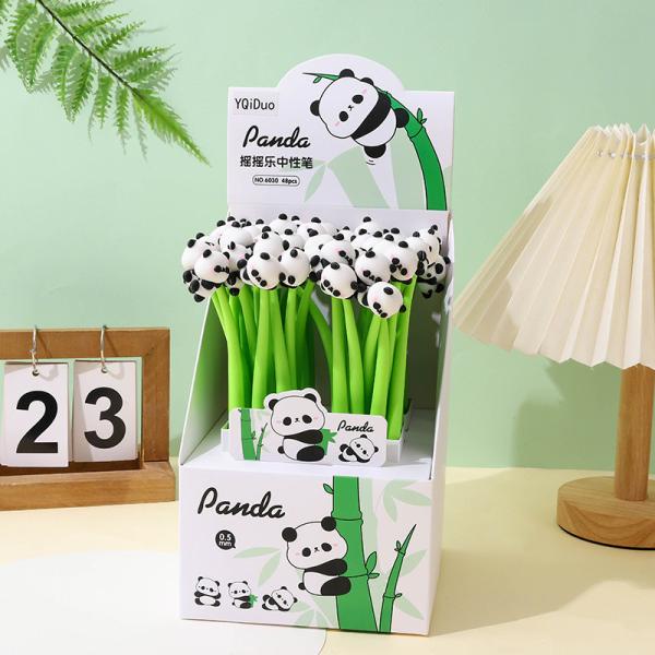 10Pcs Soft Panda Pen Cute Gel Pens Kawaii Cartoon Animal Panda Pens 0.5mm Black Gel Ink Pens Novelty Squishy Pens Signature Pen Fun Writing Pens For