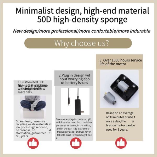 50D Sponge Vibrating Massage Pads With Heat Not Collapse After Long Sitting