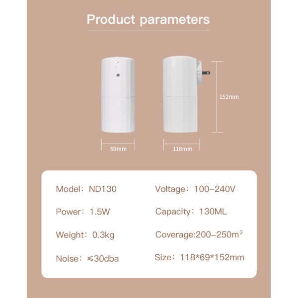 HOMEFISH 240V Waterless Aroma Diffuser 130ml Wall Plug In