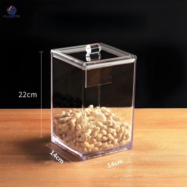 Rectangular Transparent Acrylic Food Display Box Easy Assemble For Super Mall