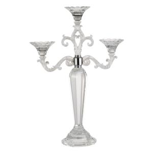 China Custom Craft Decorations Wedding Crystal Candle Holder 3 Arm Glass Candelabra on sale