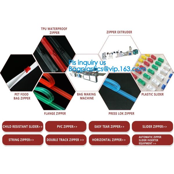 pe vacuum plastic cheap double color flange zipper, PP flange zipper, double color flange zipper for flexible packages