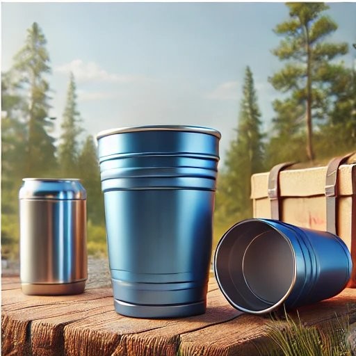 Dishwasher Safe 16oz Metallic Blue Aluminum Camping Cup Lightweight Durable Aluminum Insulated Cup Reusable Aluminum Cups For Outdoor Use Lightweight