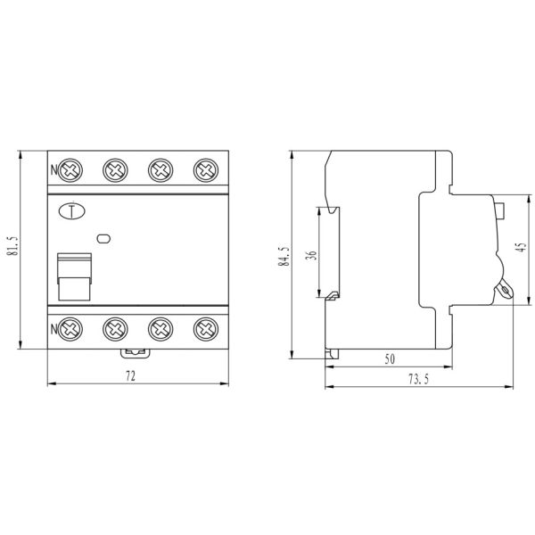 50/60Hz 2P 4P Electrical Residual Current Circuit Breaker RCCB For Water Heater