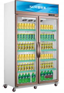Cheap 220V/110V Double Glass Door Display Freezer Beverage Commercial Showcase Refrigerator for sale