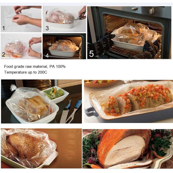 Custom Nylon Seafood Turkey Plastic Oven Cooking Roasting Microwave Cooking Bags
