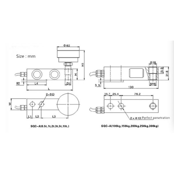 Dealer Price KELI SQB- A 2t Shear Beam Load Cell For Floor Scale Livestock Scale