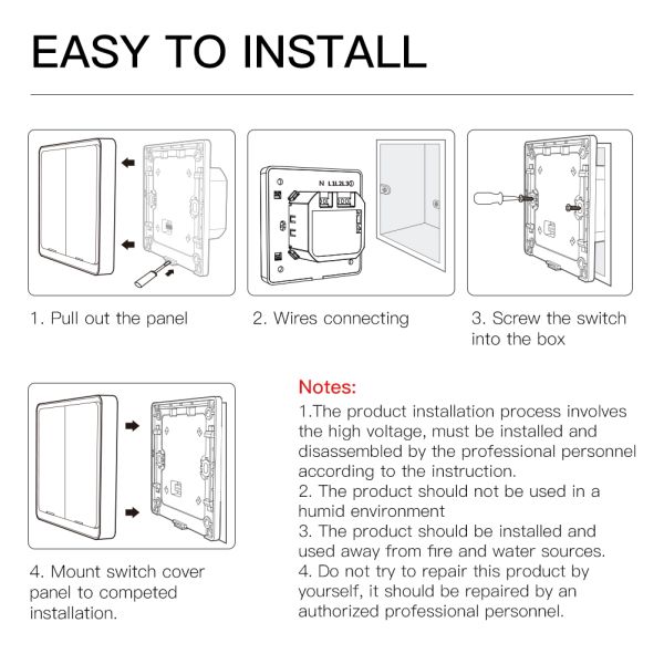 No Internet Required Wireless Remote Control Switches LED Light Push Button Wall Switches Tuya Smartlife APP Alexa Googl