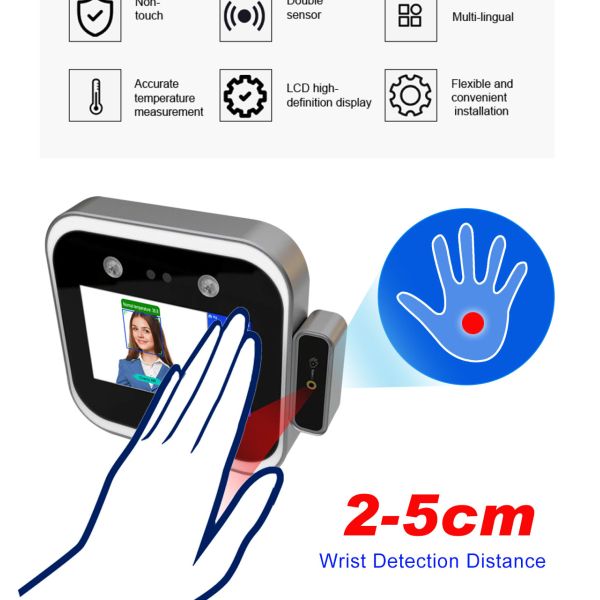 3K Capacity WIFI Palm Wrist RoHS Face Recognition Temperature