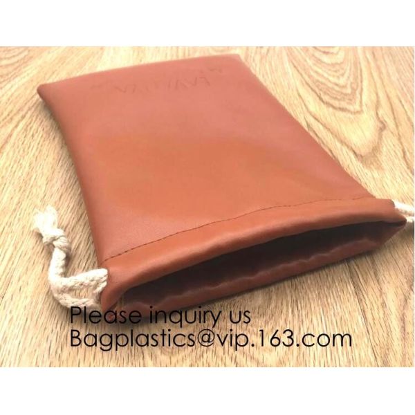 promotional fancy small waterproof black pu drawstring leather bag for money,logo making for promotion PU drawstring bag