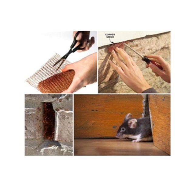 Customized Pure Red Copper Knitted Mesh 1.3m Stopper Blocker Corrugated Shape