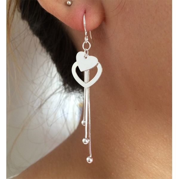 990 Sterling Silver Jewelry Earrings 7.1cm 0.19oz Long Tassel Drop Earrings