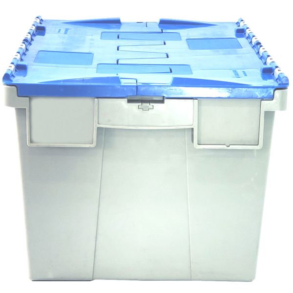 Stackable FIRST 60L PP Plastic Moving Totes Storage Crate with Attached Lid Container