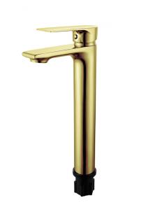 Cheap Tall Basin Mixer Faucet Single Lever Bathroom Golden Brass Hot And Cold Water Dispenser Faucet for sale