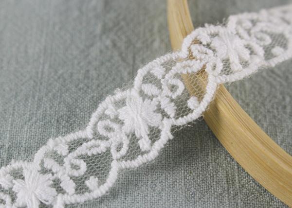 Quality White Cotton Nylon Lace Trim Wave Edging Floral Embroidery Lace For Bridal Dress wholesale