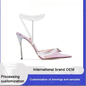 Cheap Women Heeled Shoes Factory Slingback Luxury Elegant Transparent Fashion Pearl High Heels for sale
