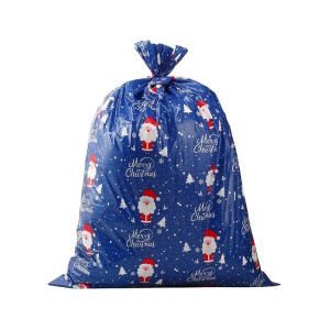 Cheap Christmas Holiday Design Colorful Plastic Gift Wrap Bags Jumbo / Giant / X Large With Tag for sale