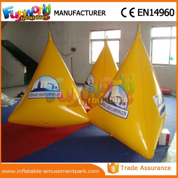 Commercial Floating Inflatable Pyramid Water Buoy Yellow Inflatable Marker Buoy