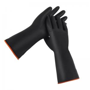 Cheap Chemical Resistance Industrial Rubber Gloves Heavy Duty Flocked Lining for sale