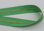 Luggage / Handbags Long Chain Zipper 5# / 8# Gold Teeth 50m In One Roll Green