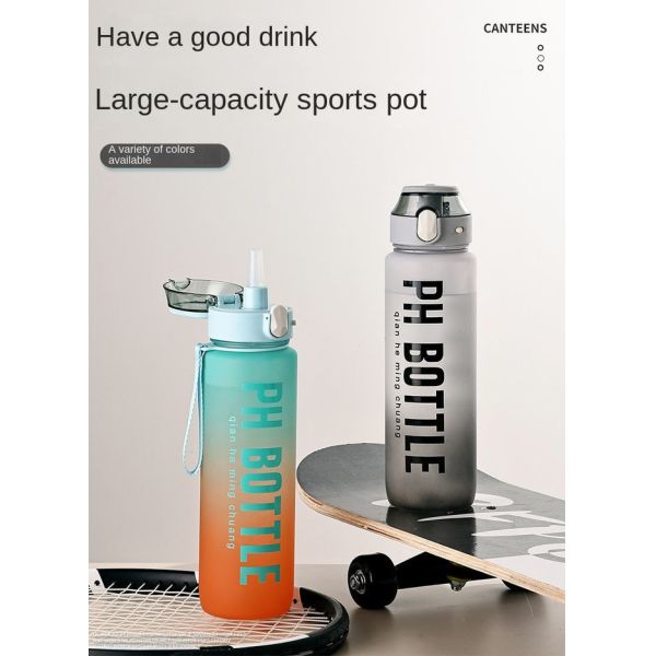 Bpa Free 1000ml 1 Litre Sipper Water Bottle With Straw For Adults Gradient Color 32 Ounce Large Capacity Many Colors Reusable Odour Free