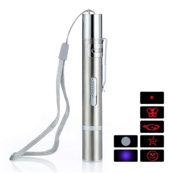 Multifunctional 7 in 1 cat laser pointer toy USB interactive cat laser toy Led