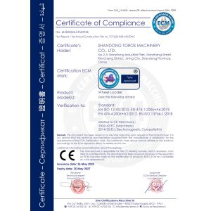 Shandong Toros Machinery Corporation Certifications