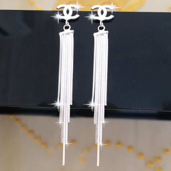 990 Sterling Silver Jewelry Earrings 7.1cm 0.19oz Long Tassel Drop Earrings