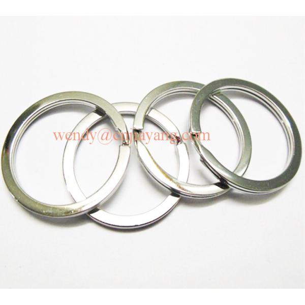 jiayang high quality polished shiny silver laser cut logo flat split key ring with engraved logo